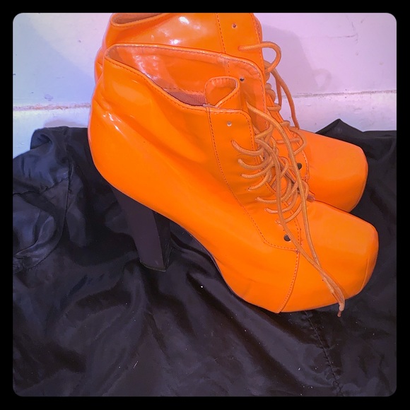 orange platform boots